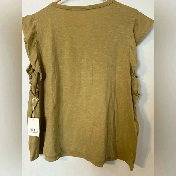 New A.N.A Flutter Sleeve Top | Color Khaki Olive | Petite XXL - Picture 3 of 6